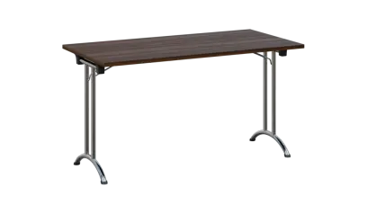 SLC 140 chrom skládací jednací stůl 1394x700, deska 25 mm, podnož chrom, deska ořech královský